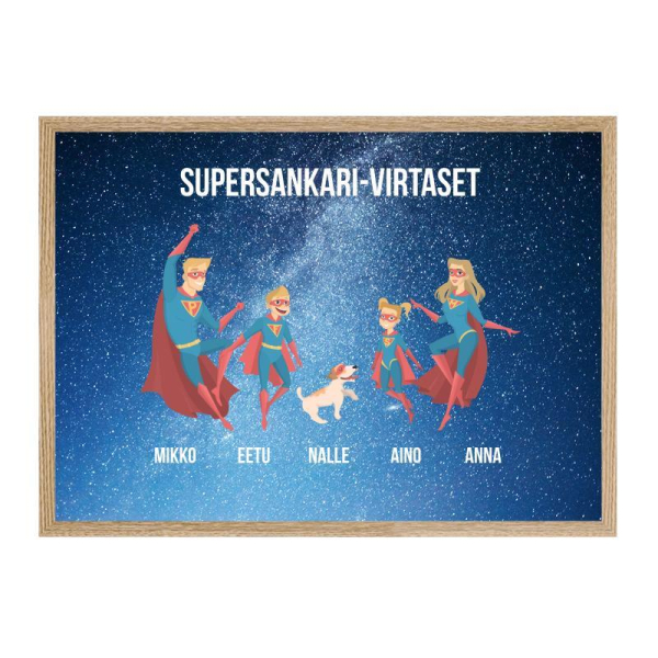 Kehystetty juliste supersankariperheest&auml;