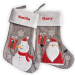 Personoitu harmaa joulusukka pellavaefektill&auml;
