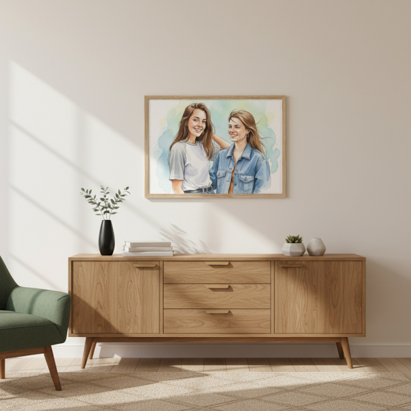 Vesiv&auml;rityylinen muotokuva kuvamontaasin j&auml;lkeen