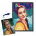 Pop-taidetyylinen WPAP-portraiitti valokuvasta