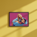 Pop-taidetyylinen WPAP-portraiitti valokuvasta