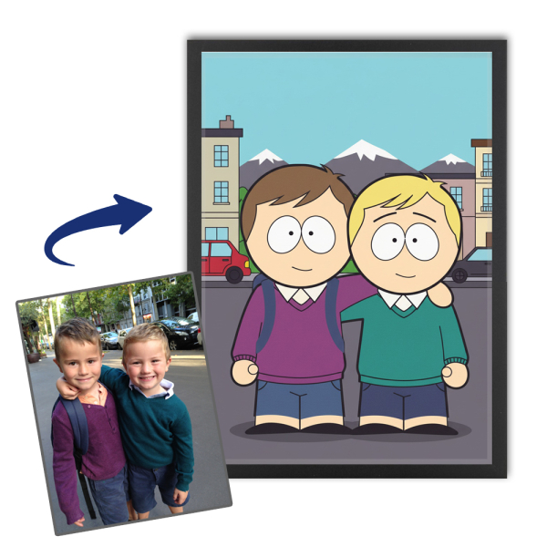 Karikatyyri omalaatuisessa sarjakuvatyyliss&auml; valokuvasta